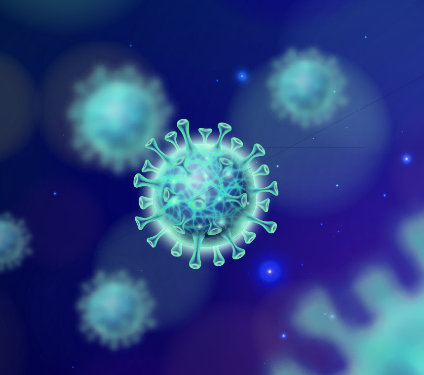 Covid-19. Coronavirus. imagen 3D. Ecoastur Desinfección coronavirus.